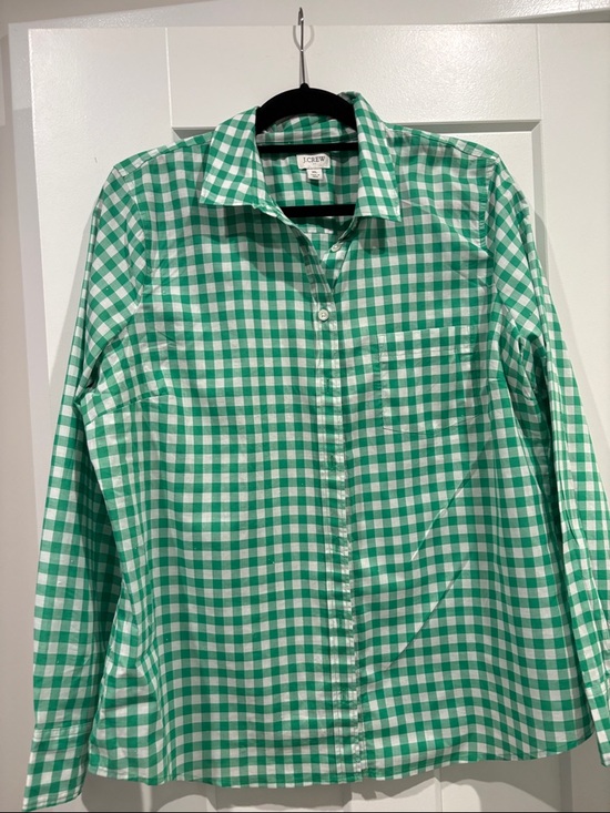 J. Crew Tops - J. Crew Green and White Cotton  Gingham Button-Down Shirt